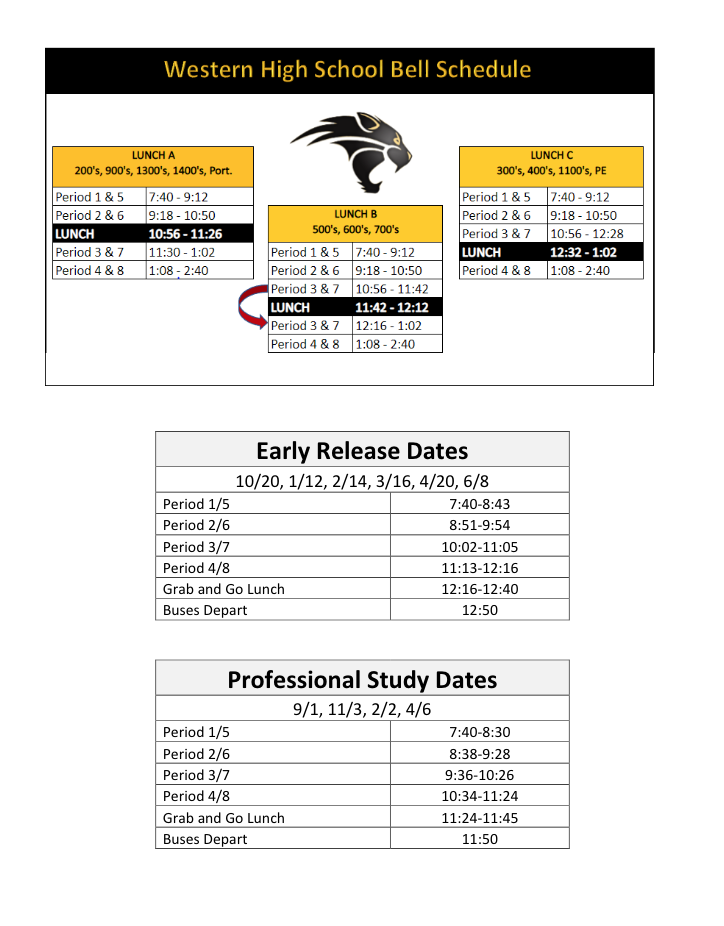 Bell Schedule School Calendar Bell Schedule